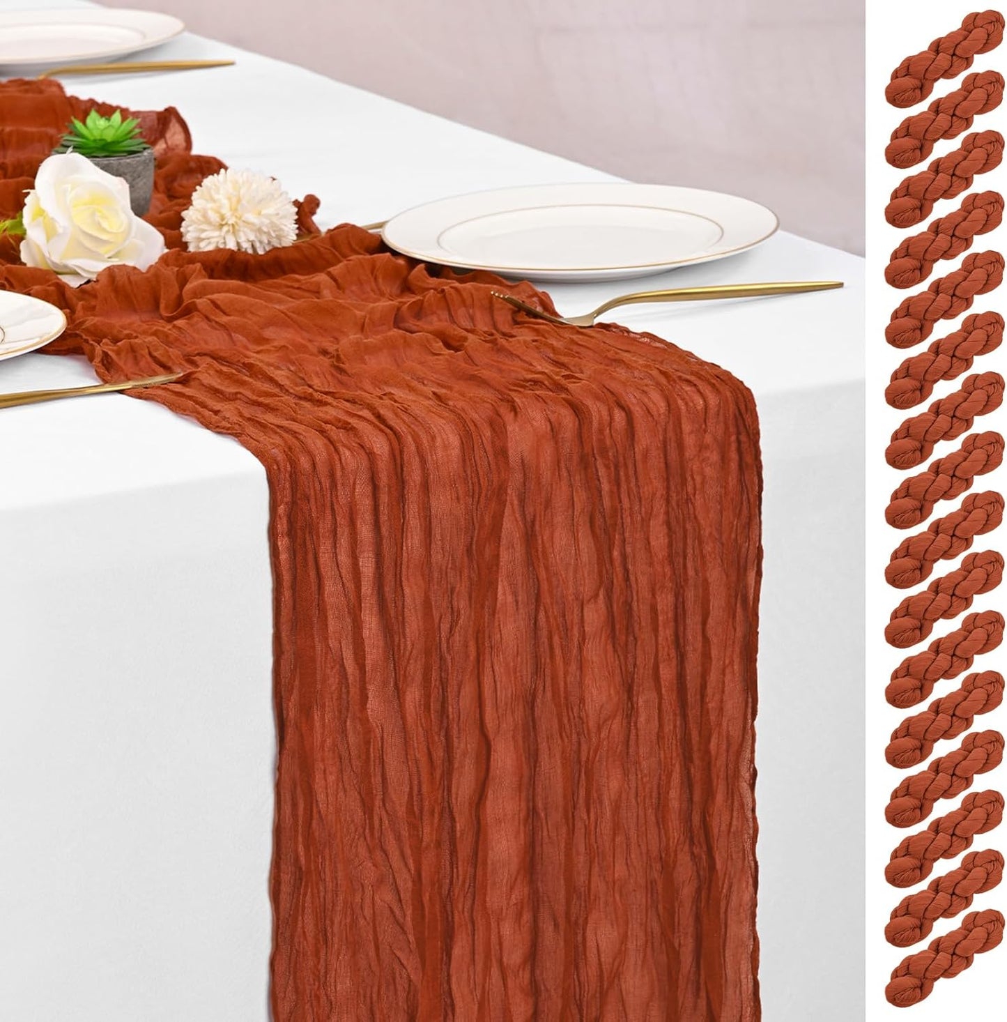 16 Pack Terracotta Table Runner for Elegant Wedding Decor
