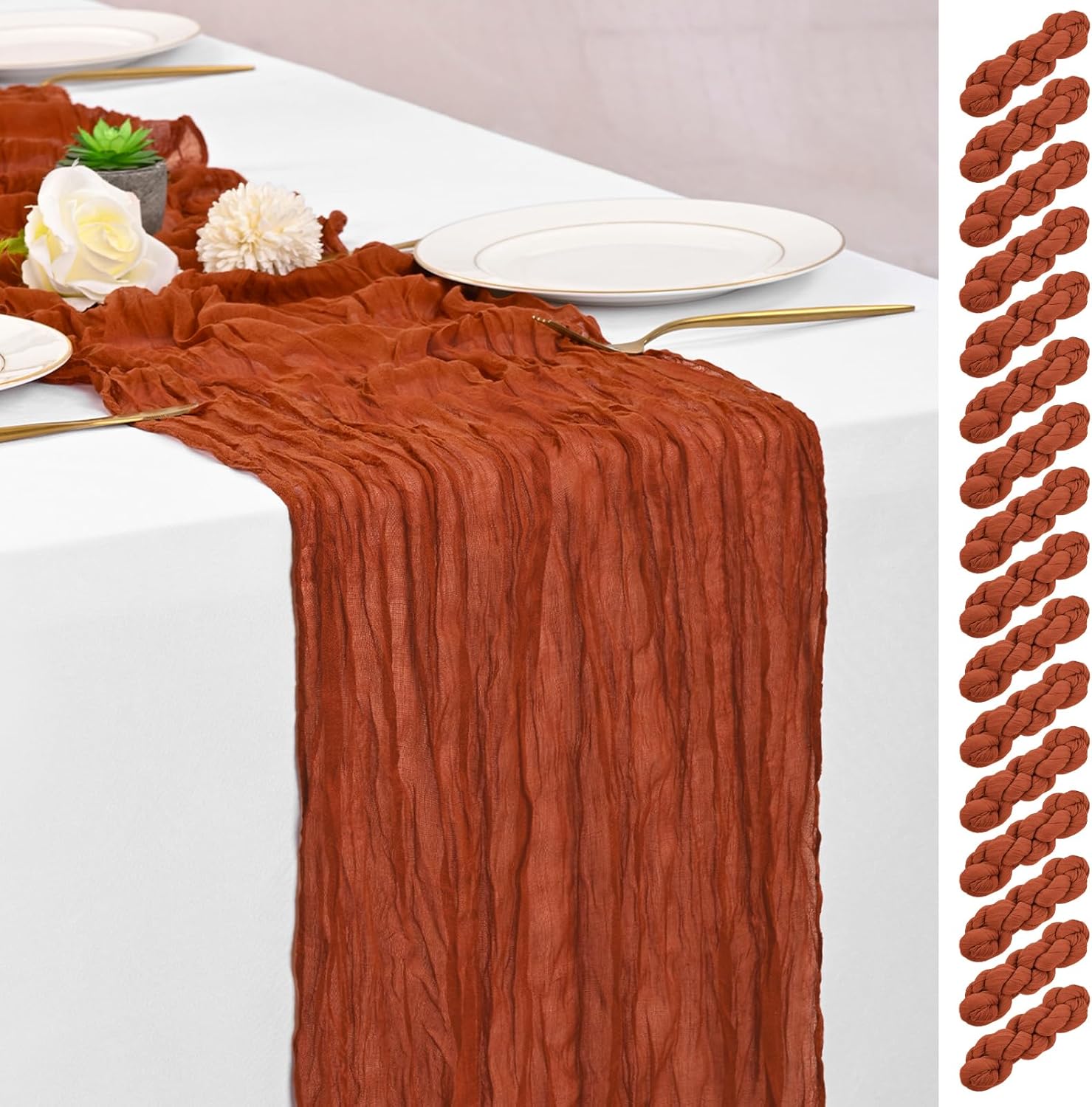16 Pack Terracotta Table Runner for Elegant Wedding Decor