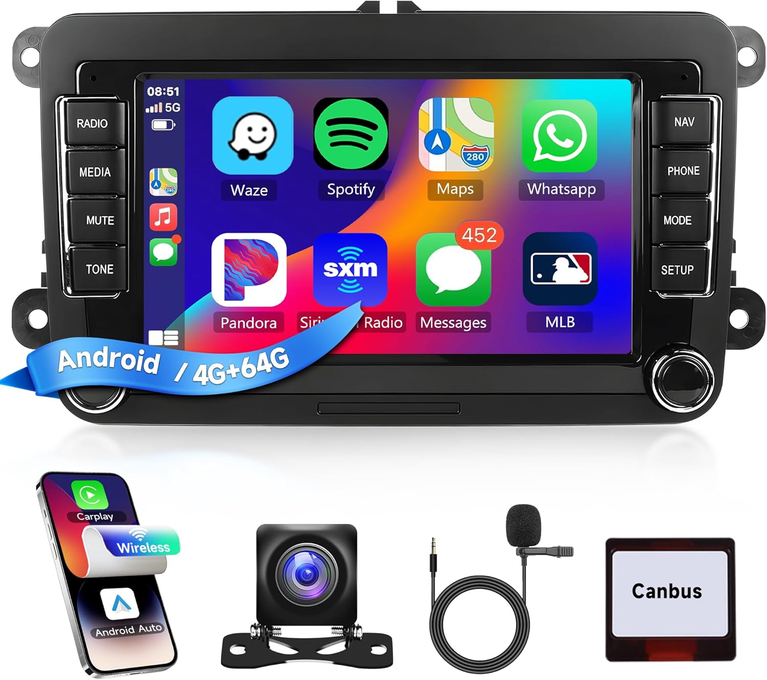 4+64G Android Car Stereo for VW Passat Golf MK5 MK6 Jetta