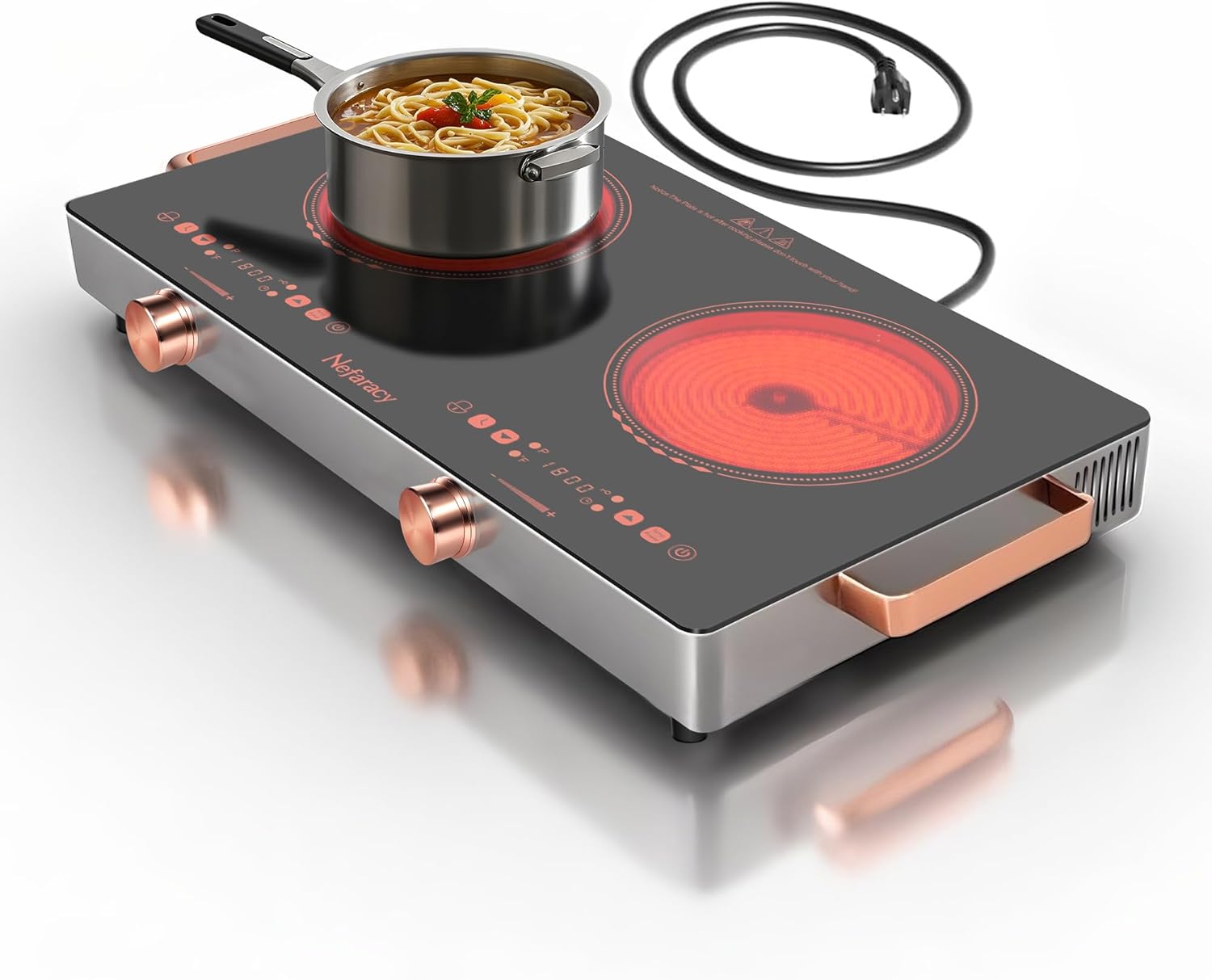 Electric Cooktop 2 Burner 24 Inch with Touch Control & Timer