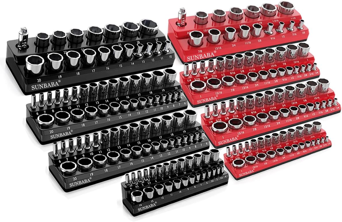 8-Piece Magnetic Socket Organizer Set for Deep & Shallow Sockets