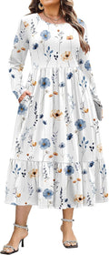 Women Plus Size Tiered Long Sleeve Maxi Dress - Soft Flowy Fit