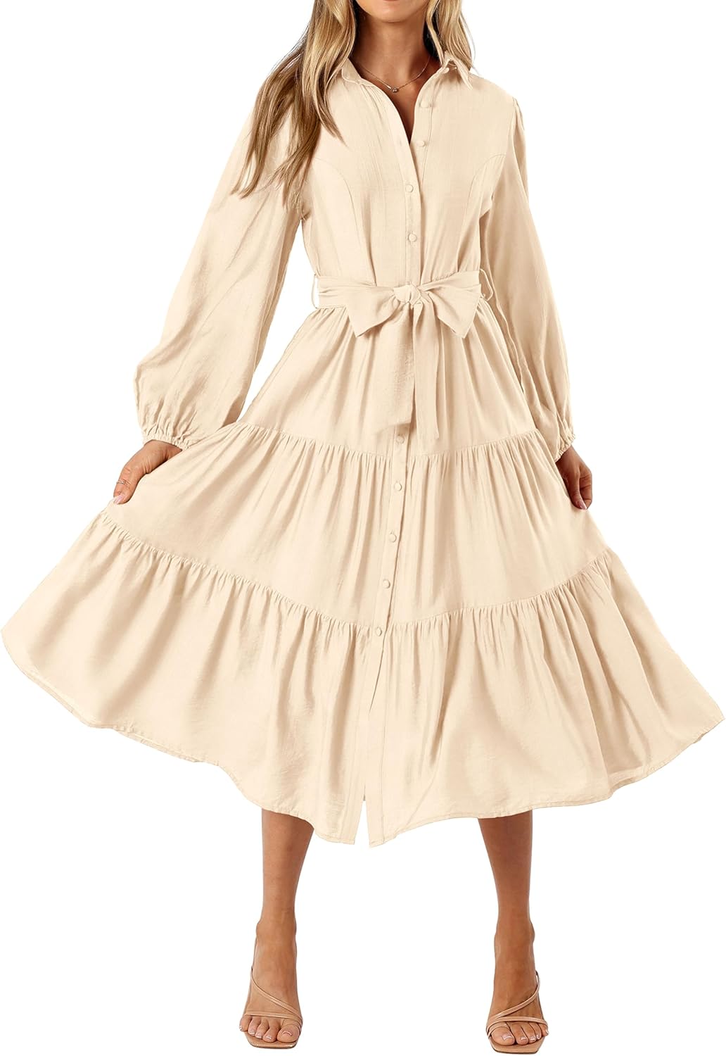 MASCOMODA Womens Dresses 2025 Fall Long Sleeve Midi Dress
