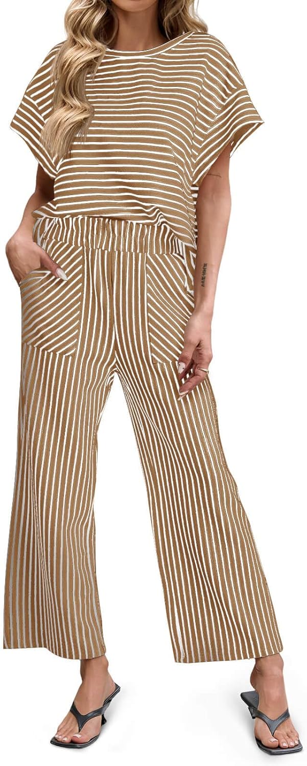 Stylish Womens Striped 2 Piece Sets for Ultimate Comfort