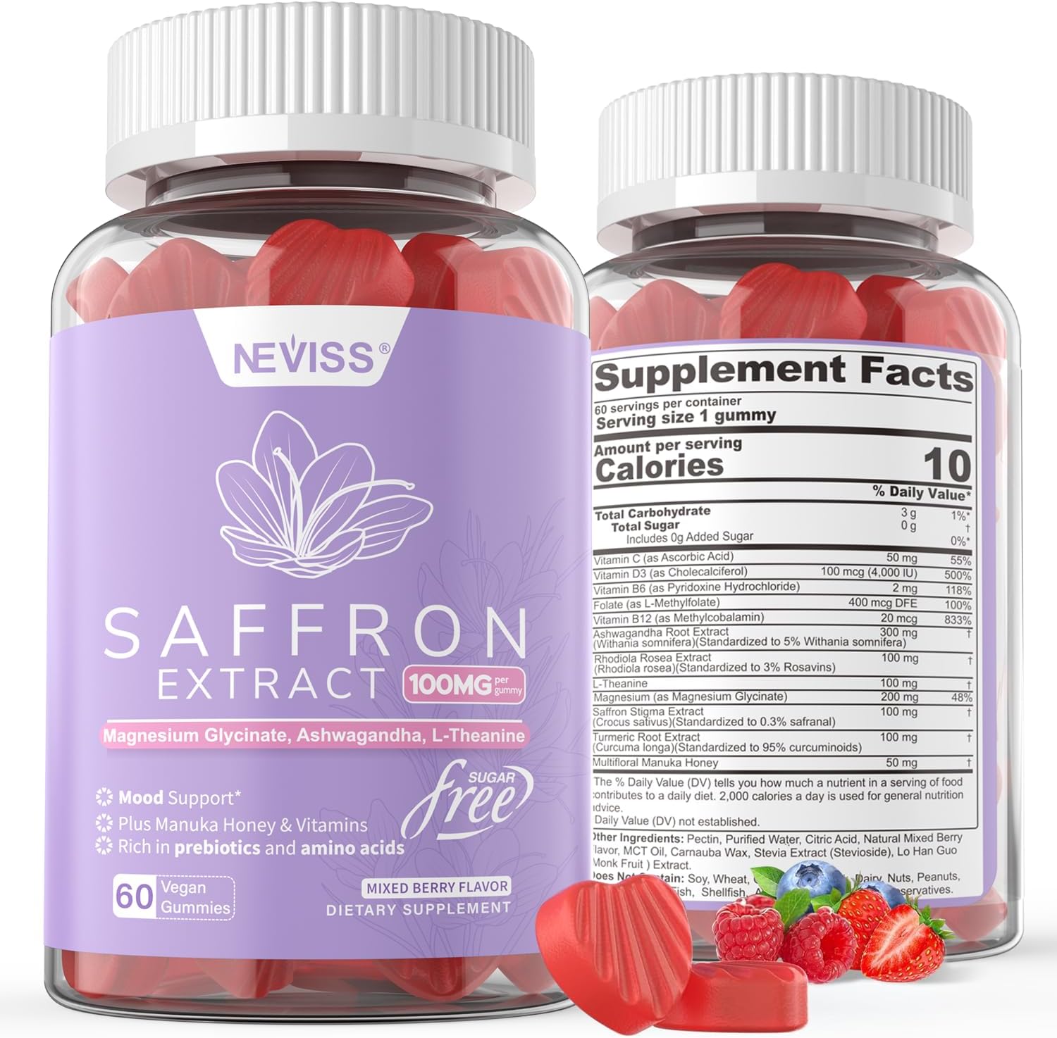 Saffron Supplements Gummies 100mg for Mood and Energy Support