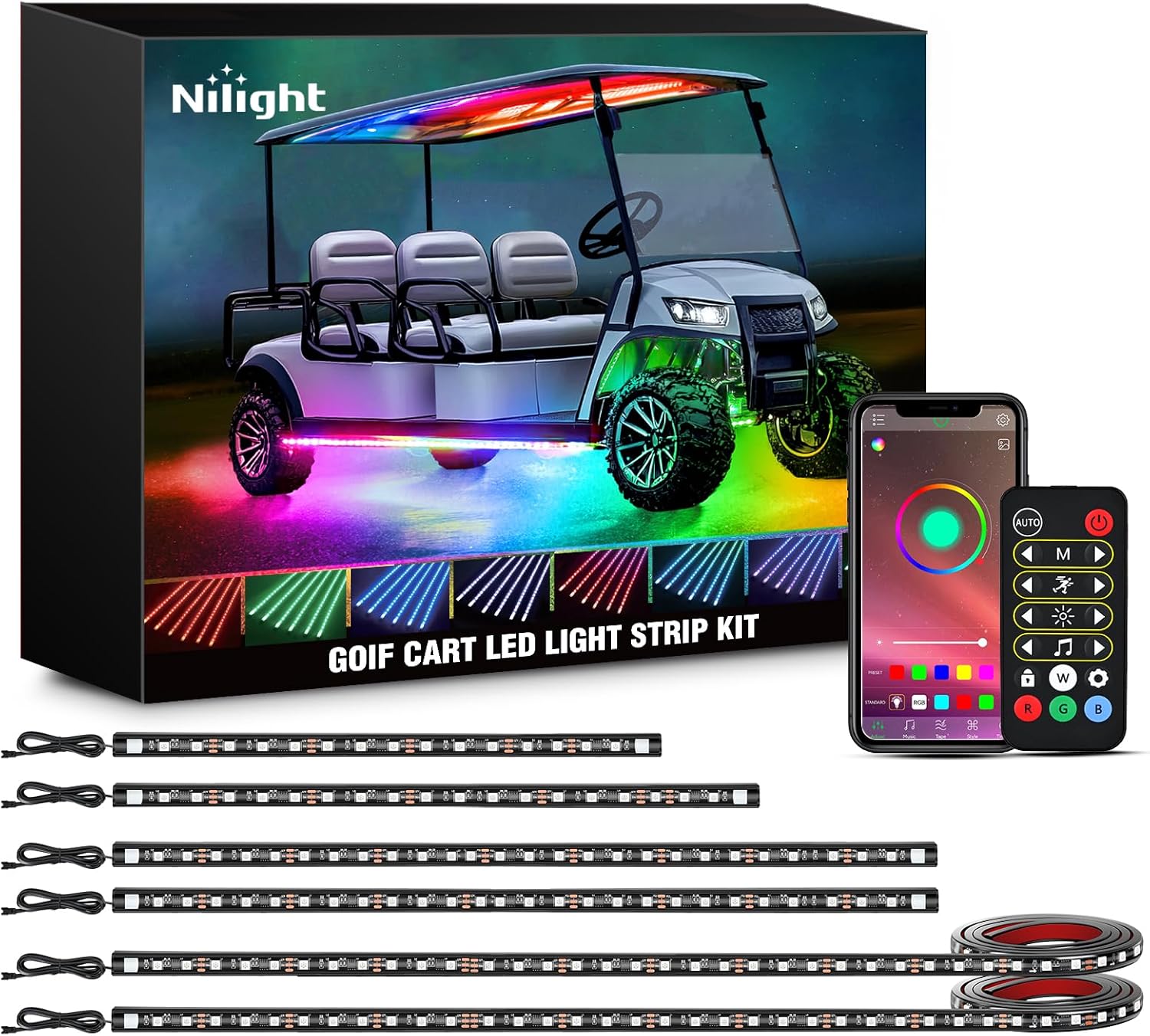 Nilight Golf Cart Underbody Light Kit with Remote Control