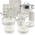Gotham Steel Hammered 15Pc Ceramic Cookware Set Cream - Stylish