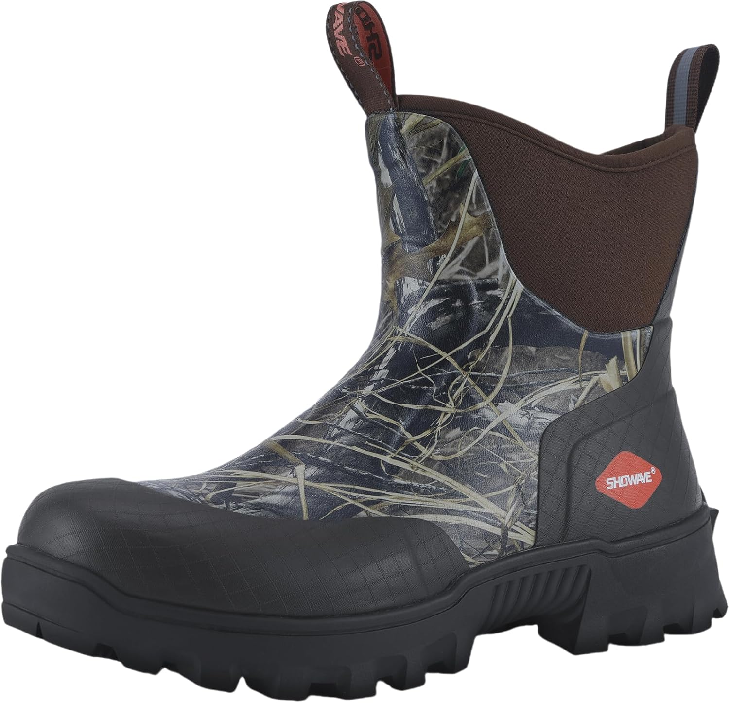 Showave Men's Short Rubber Boots Waterproof Insulated Booties