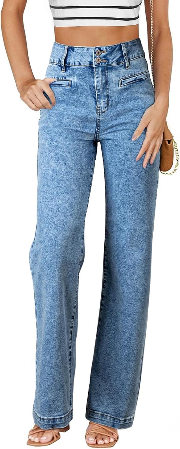 High Waisted Straight Leg Stretchy Jeans for Women Fashion