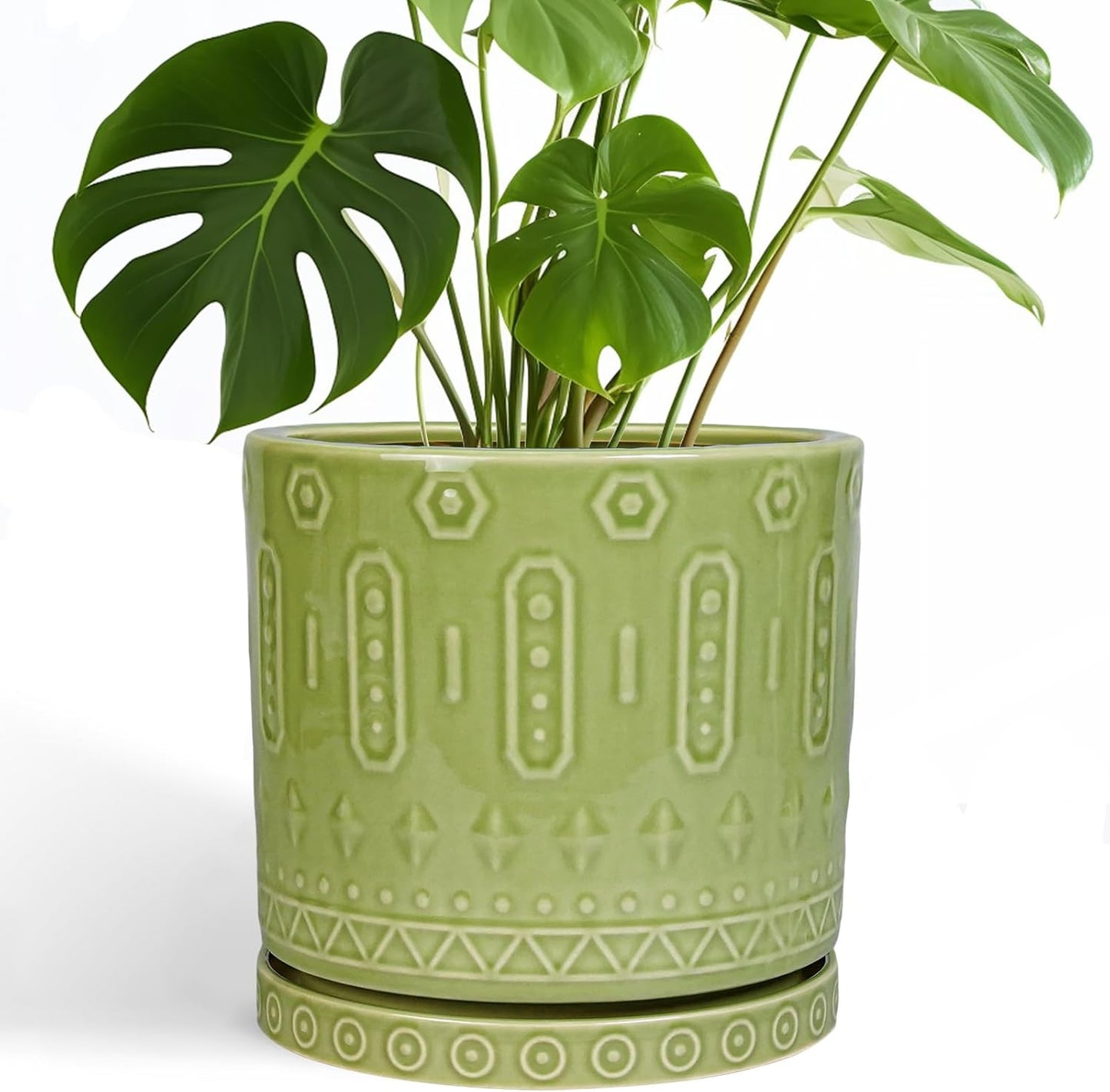 Ceramic Pot for Plants - 10 Inch Indoor Planter with Saucer