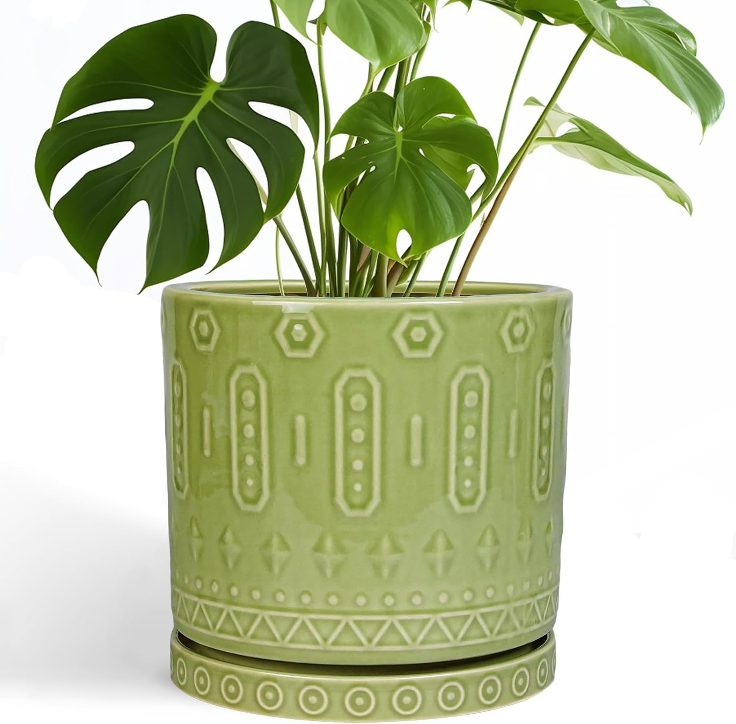 Ceramic Pot for Plants - 10 Inch Indoor Planter with Saucer
