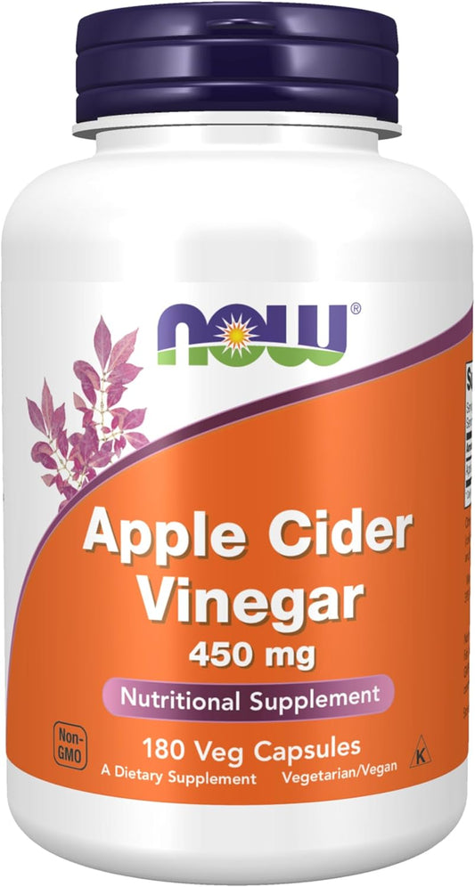 NOW Foods Apple Cider Vinegar, 450mg, 180 Veg Caps