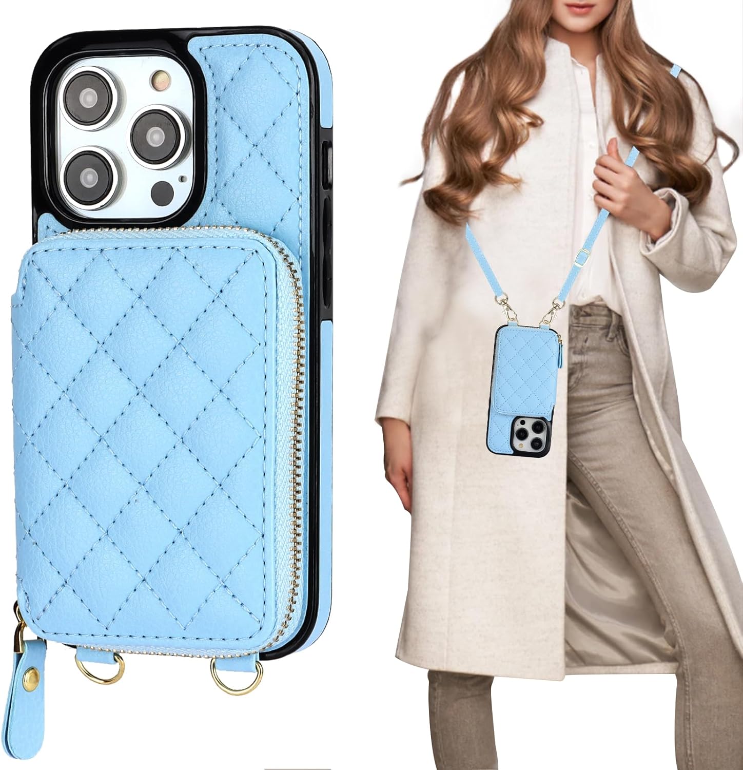 Bocasal Crossbody Wallet Case for iPhone 14 Pro with RFID Blocking