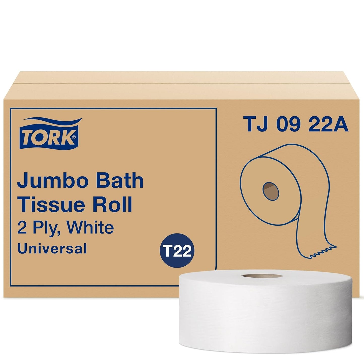 Tork Jumbo Toilet Paper Roll White T22, 2-Ply, Eco-Friendly