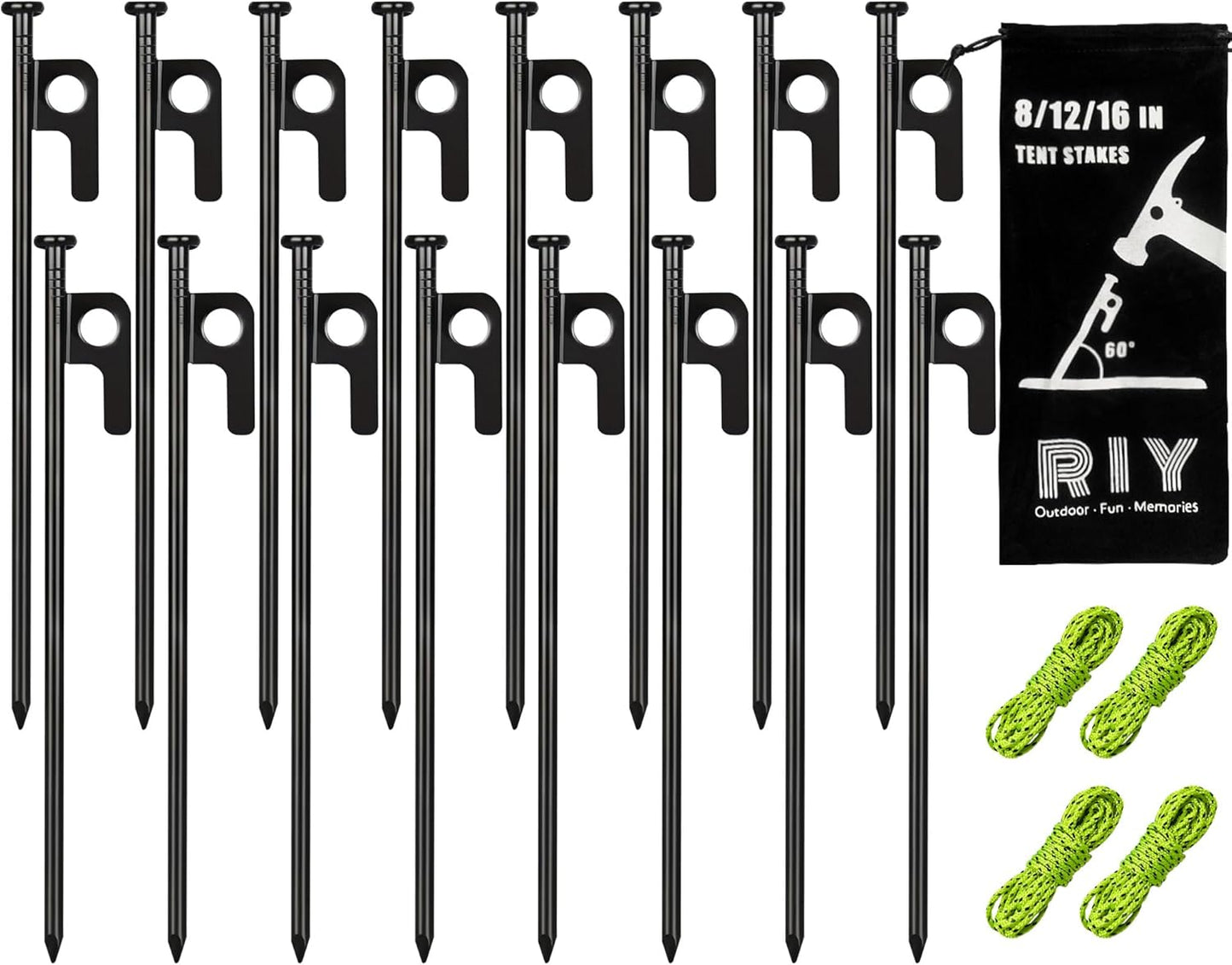 16-Piece RIY Heavy Duty Steel Tent Pegs
