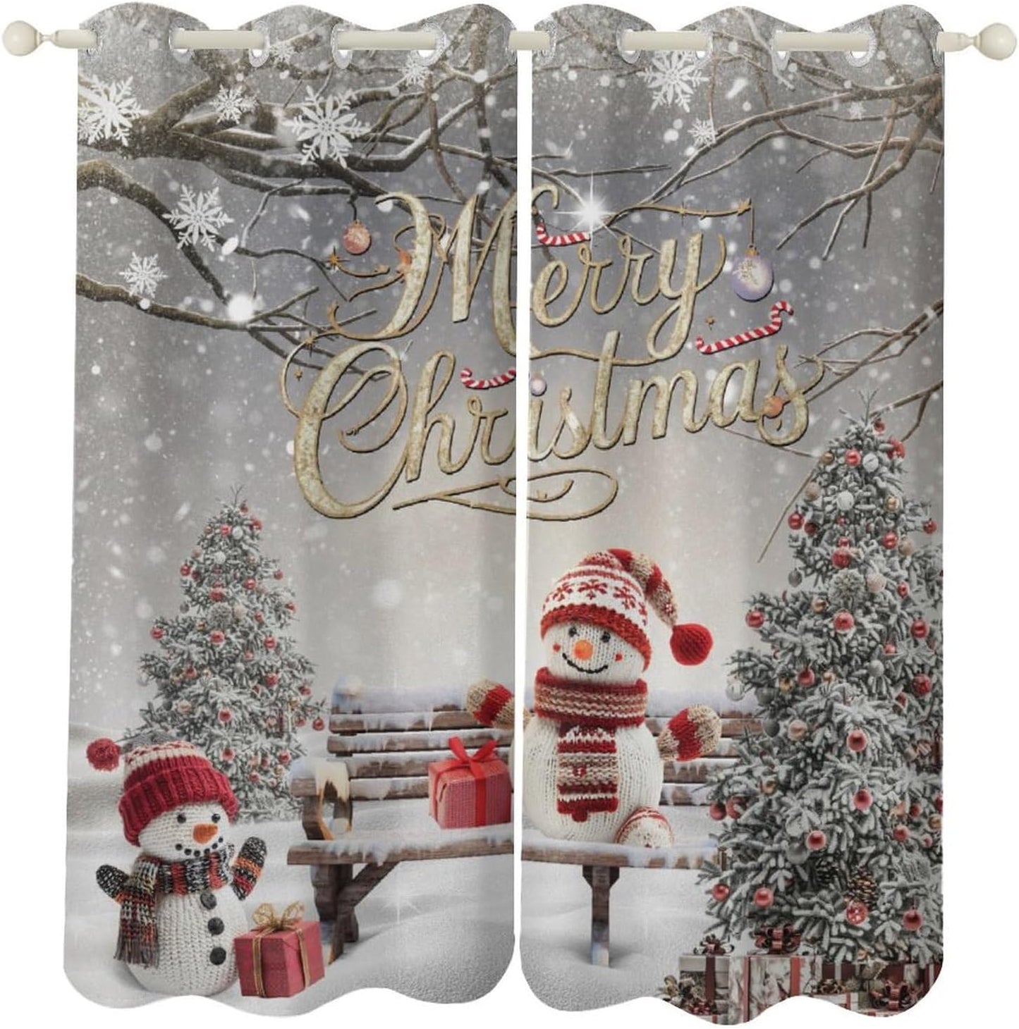 Festive Snowman Curtains - Warm Holiday Glow