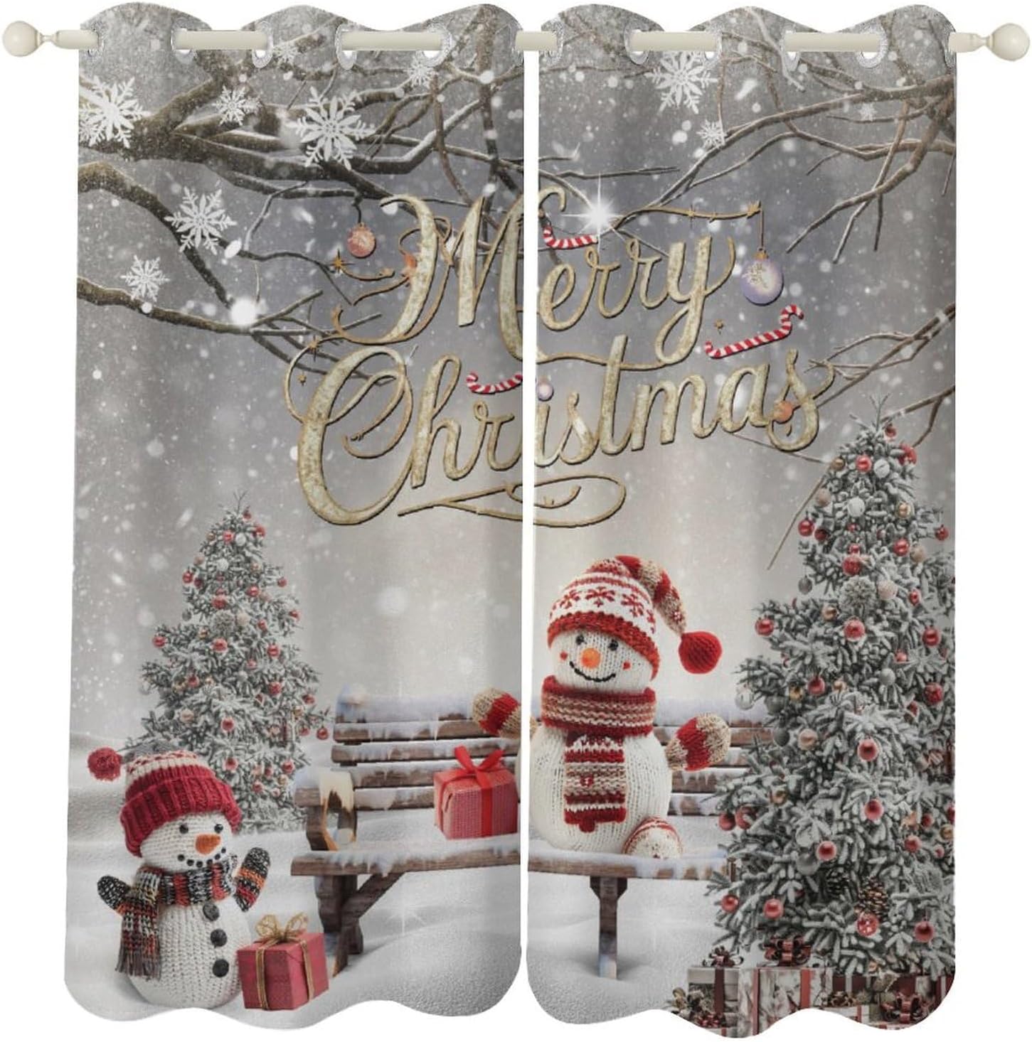 Festive Snowman Curtains - Warm Holiday Glow