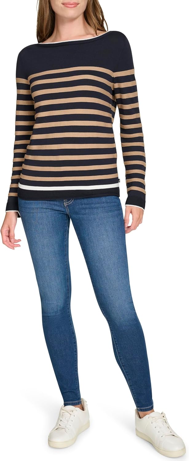 Nautica Women's Striped Pullover: Classic Boatneck Style