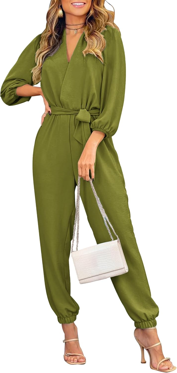 PRETTYGARDEN Women's Fall Jumpsuits for Dressy Casual Style