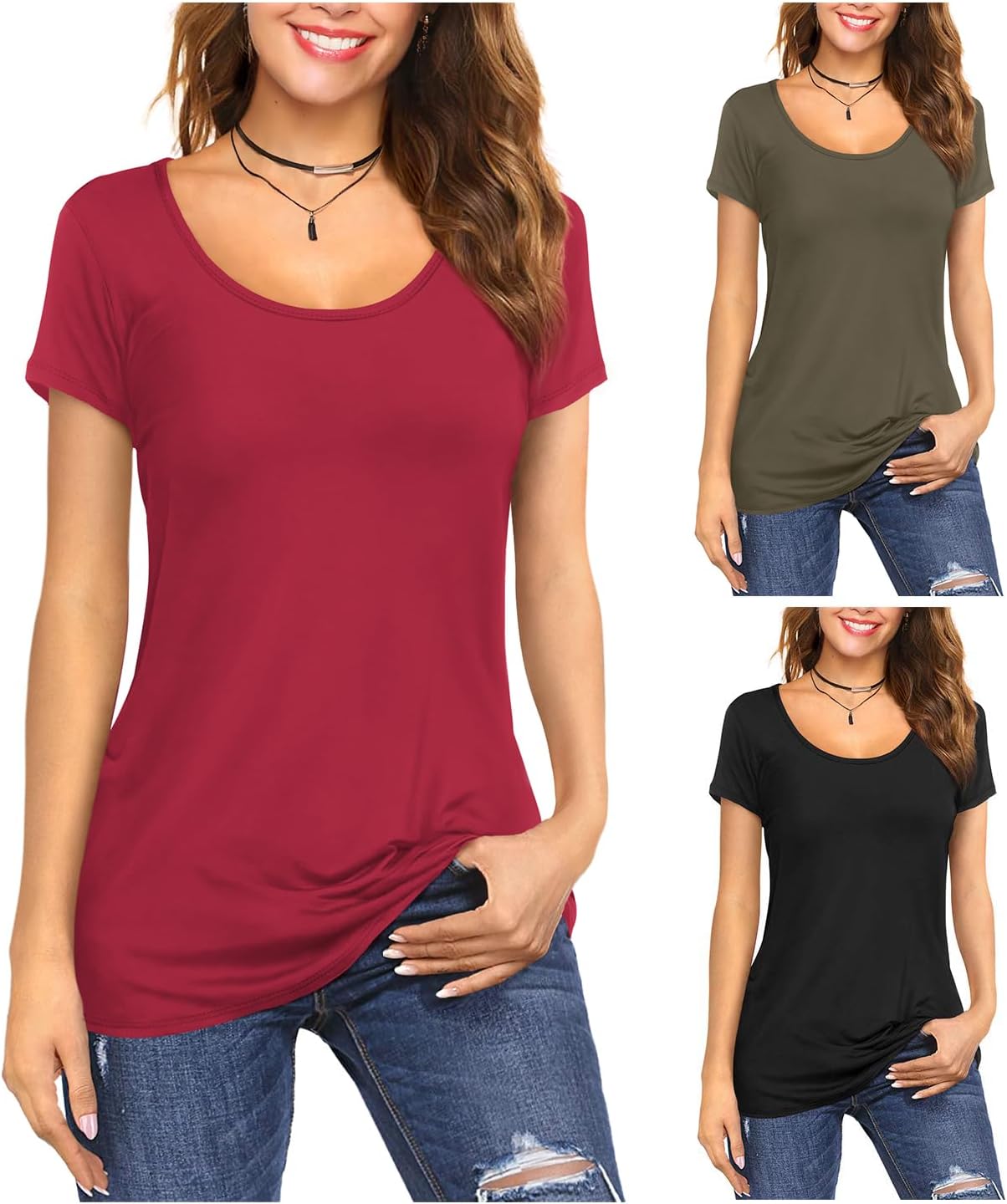 Amoretu Women's Scoop Neck Tees for Everyday Comfort and Style