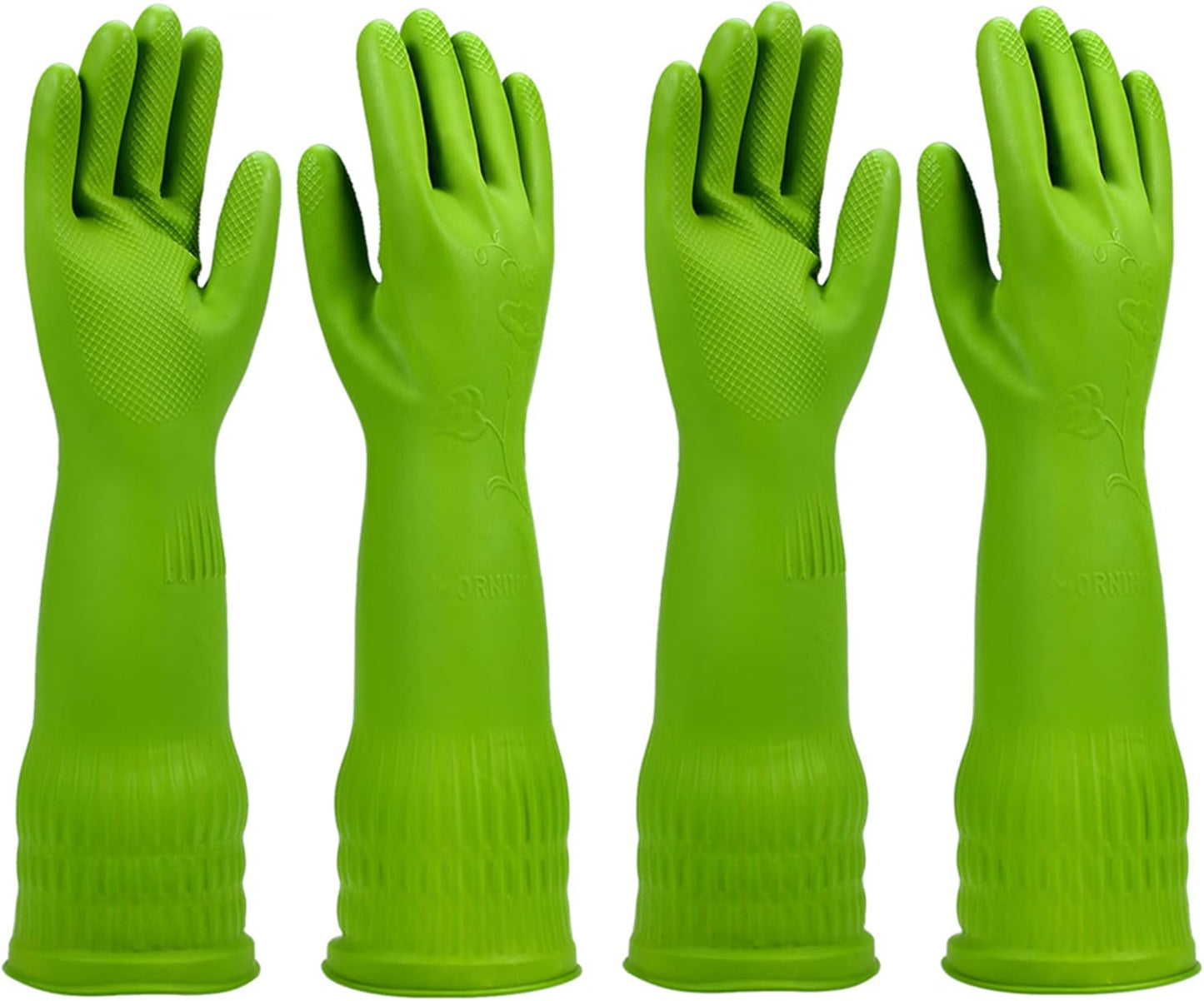 2 Pairs Long Rubber Gloves for Sparkling Dishes!