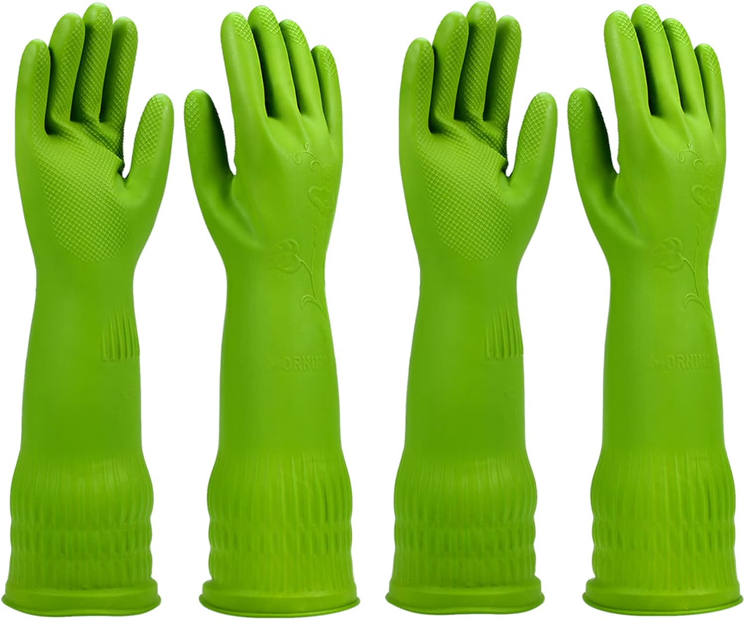 2 Pairs Long Rubber Gloves for Sparkling Dishes!