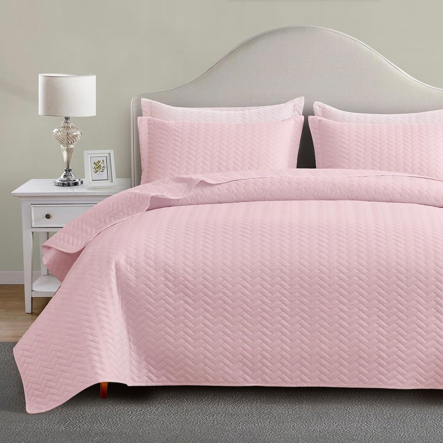 Maple&Stone Quilt Set Queen Size Lightweight Pink Bedspread