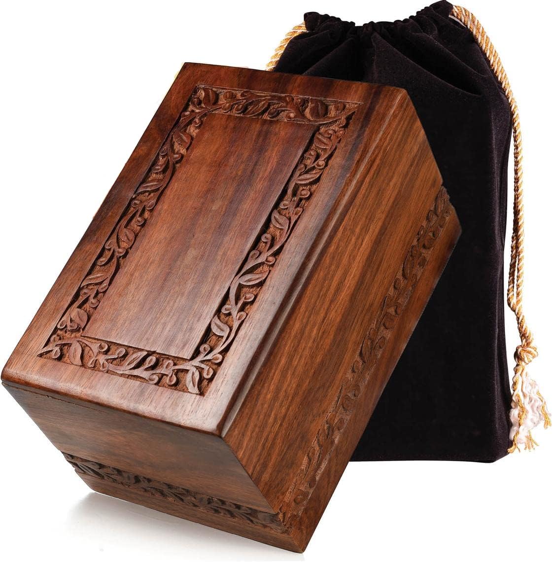 Wood Urn for Human Ashes - Elegant Rosewood Memorial Urn