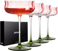 JEKOSEN Tulip Crystal Martini Glasses Set of 4 - Elegant Gift Box