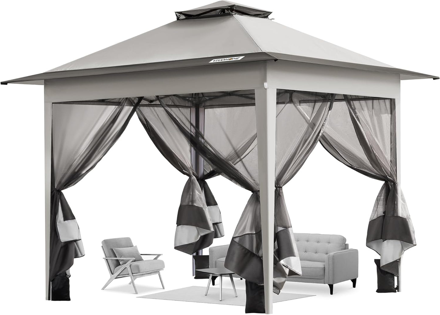 VIVOHOME 10x10ft Outdoor Canopy Tent with Mosquito Netting
