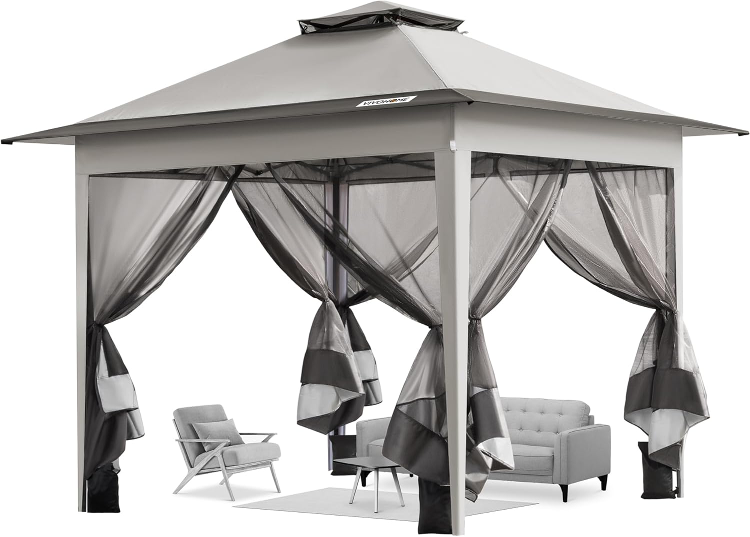 VIVOHOME 10x10ft Outdoor Canopy Tent with Mosquito Netting