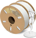 DURAMIC 3D PLA Filament 1.75mm White 2 Pack - Jam-Free, High Stiffness