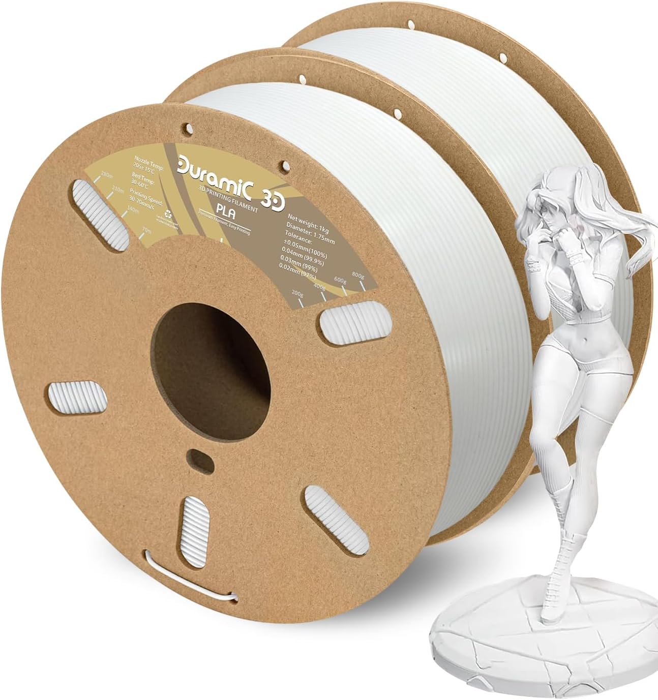 DURAMIC 3D PLA Filament 1.75mm White for Reliable Printing