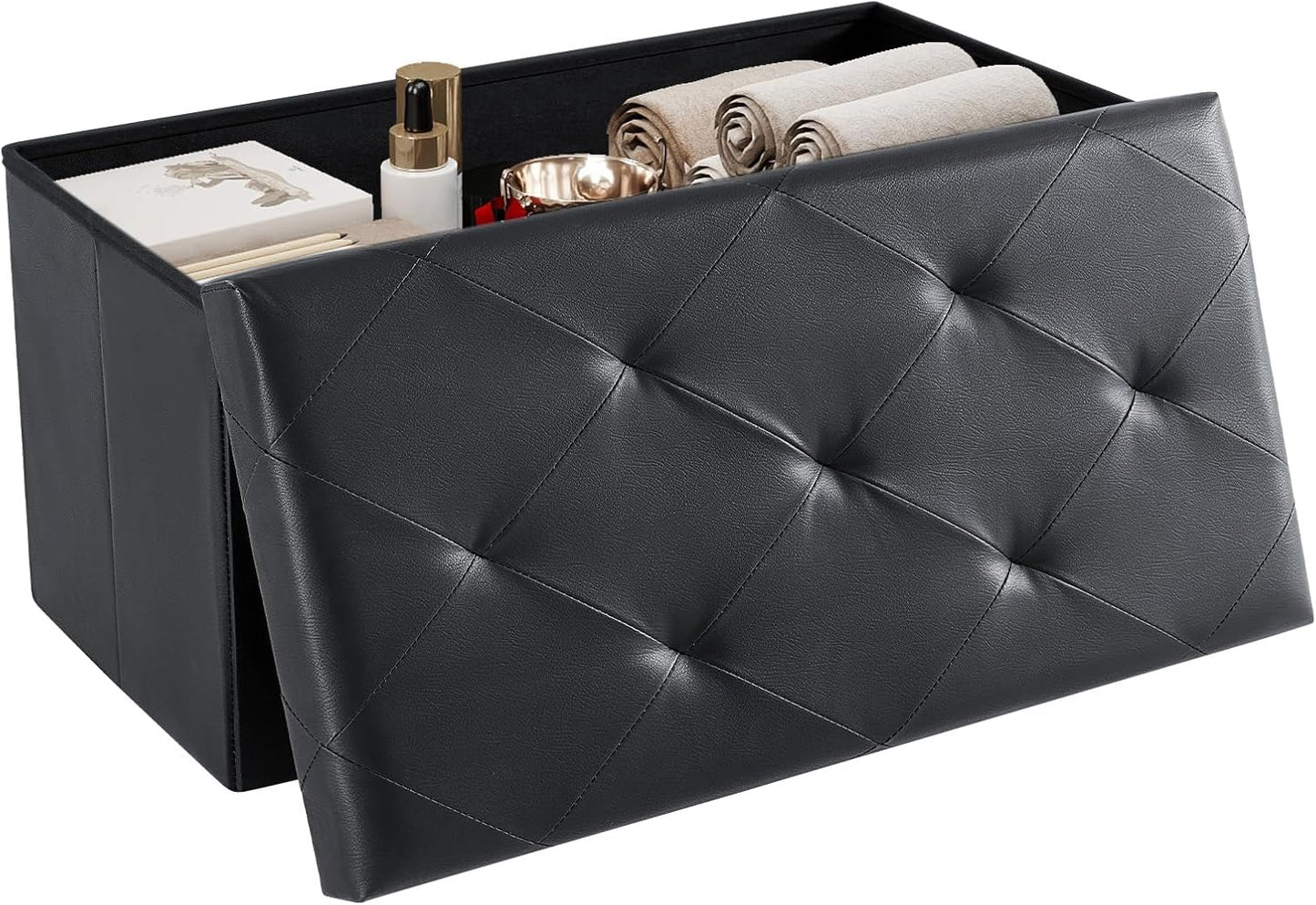 DUMOS Folding Storage Ottoman Bench with Ample Storage Space
