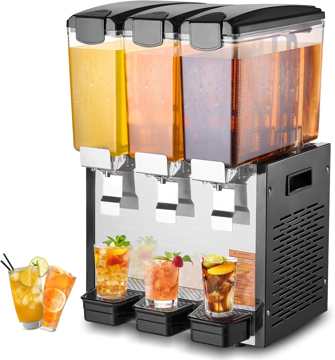 VEVOR Commercial Beverage Dispenser with 3 Tanks for Juices