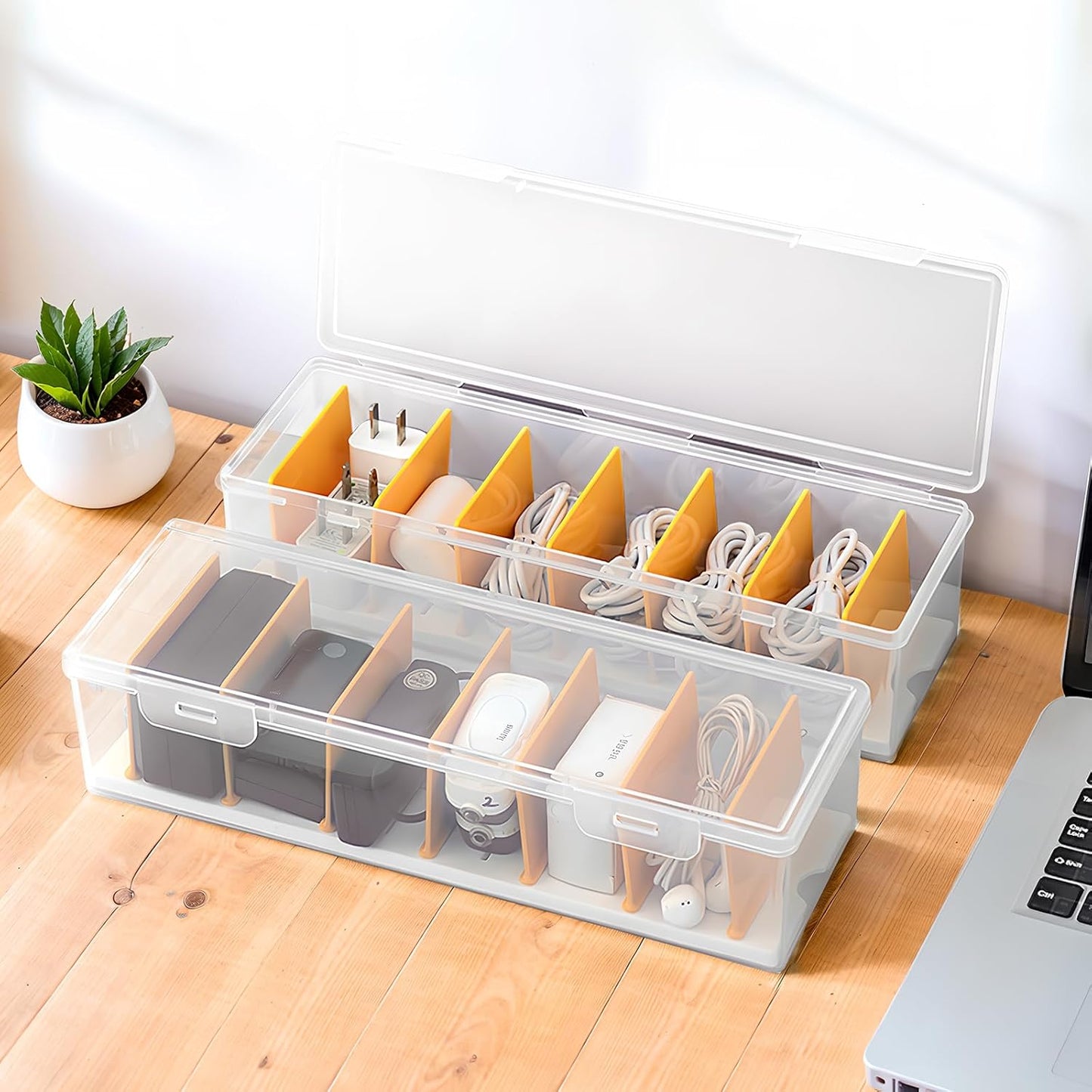 Clear Cable Organizer Box - Declutter with Ease!