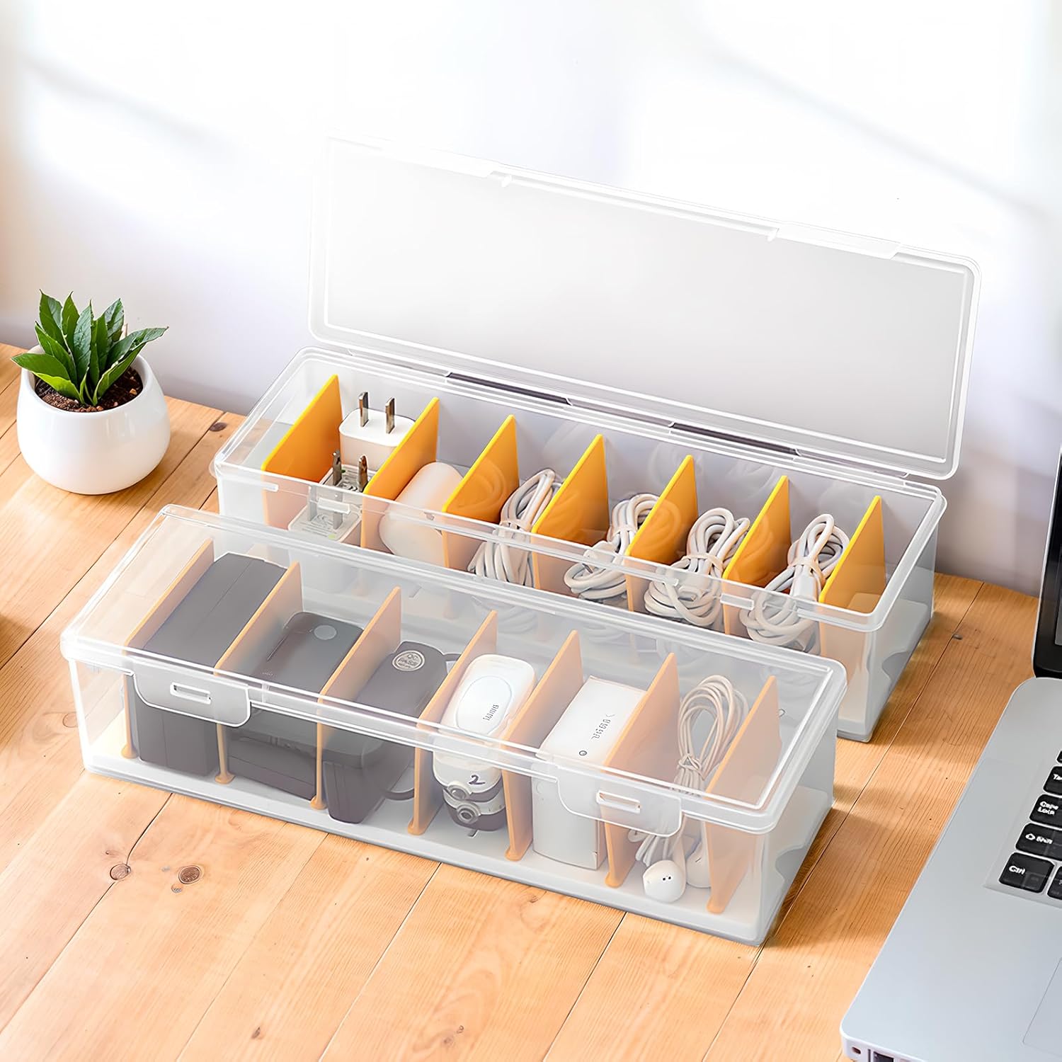 Clear Cable Organizer Box - Declutter with Ease!