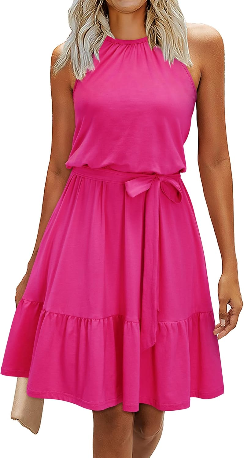 Newshows Womens Summer Dress Halter Wedding Guest Casual Beach