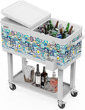 VINGLI 80 Quart Rolling Ice Chest Cooler Cart - Patio Party Bar