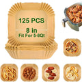 125pcs Premium Non-Stick Air Fryer Liners - 8in Disposable Parchment