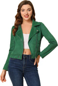 Chic Faux Suede Biker Moto Jacket for Women by Allegra K