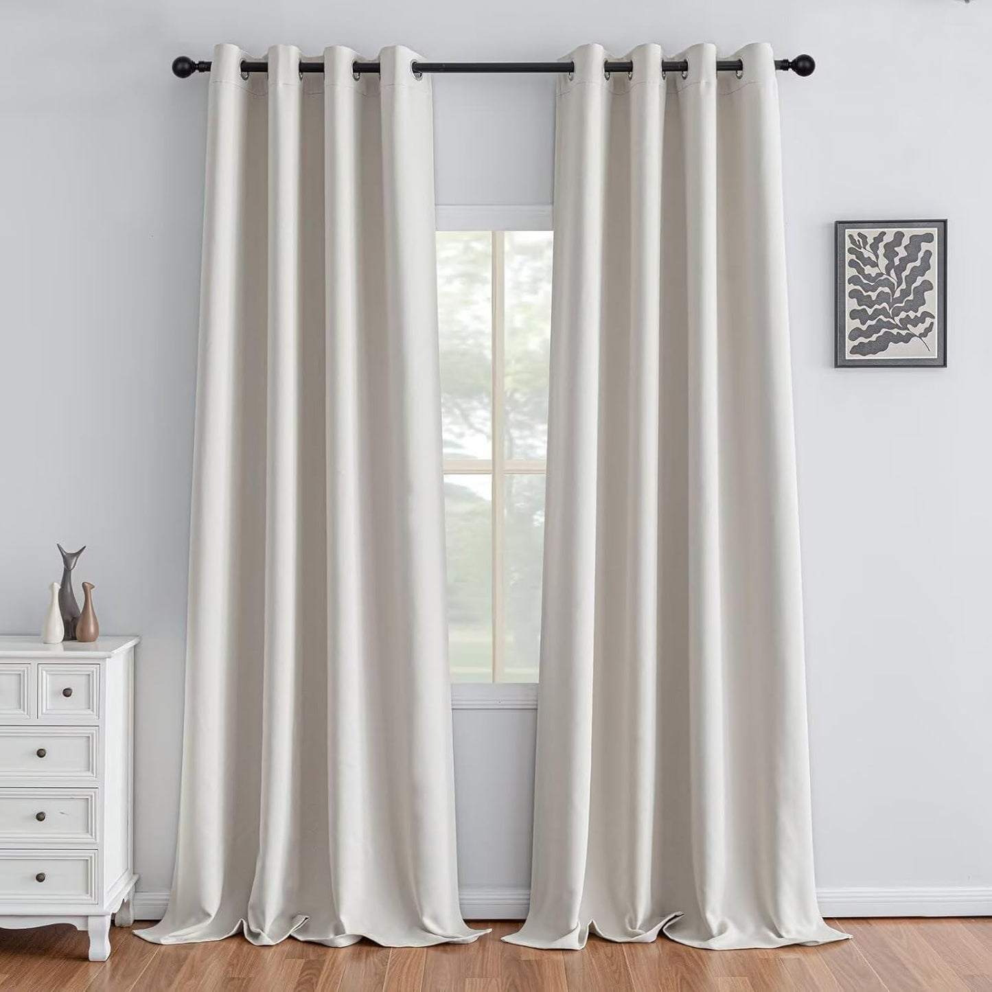 Greyish White Curtains 108 Inch Length for Living Room and Bedroom