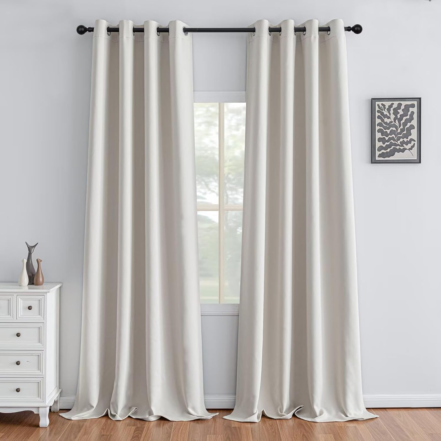 Greyish White Curtains 108 Inch Length for Living Room and Bedroom