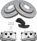 TRQ Performance Front Brake Calipers Pads & Rotors - Direct Fit Kit
