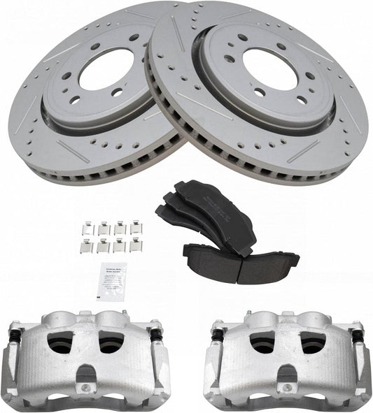TRQ Performance Front Brake Calipers Pads & Rotors for Ford