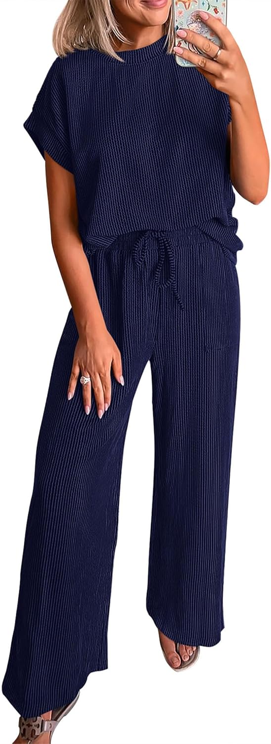 KIRUNDO Summer Sets Women 2 Piece Outfits for Casual Comfort