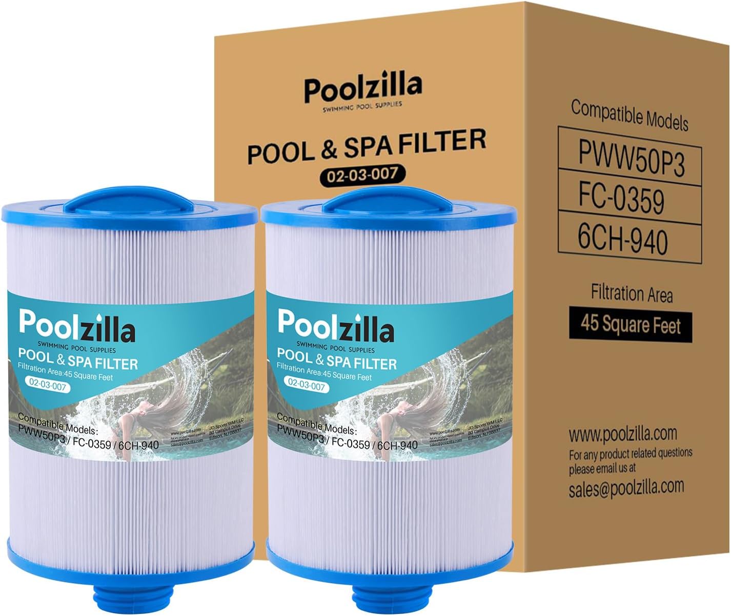 Poolzilla Replacement Spa Filter PWW50P3 for Clean Water