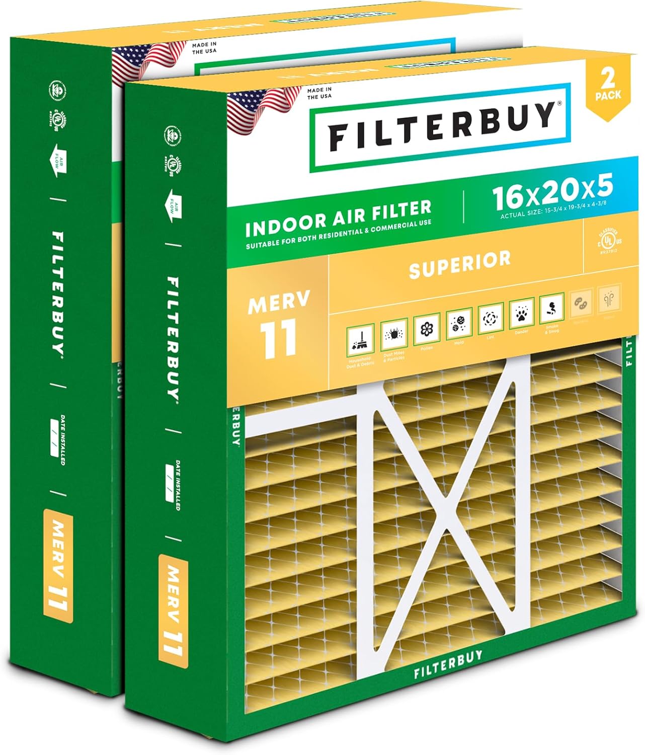 16x20x5 Air Filter MERV 11 for Superior Pet & Allergy Defense