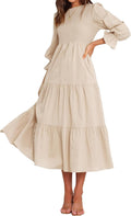 BTFBM Women Casual Long Sleeve Flowy Maxi Dress - Boho Wedding Guest