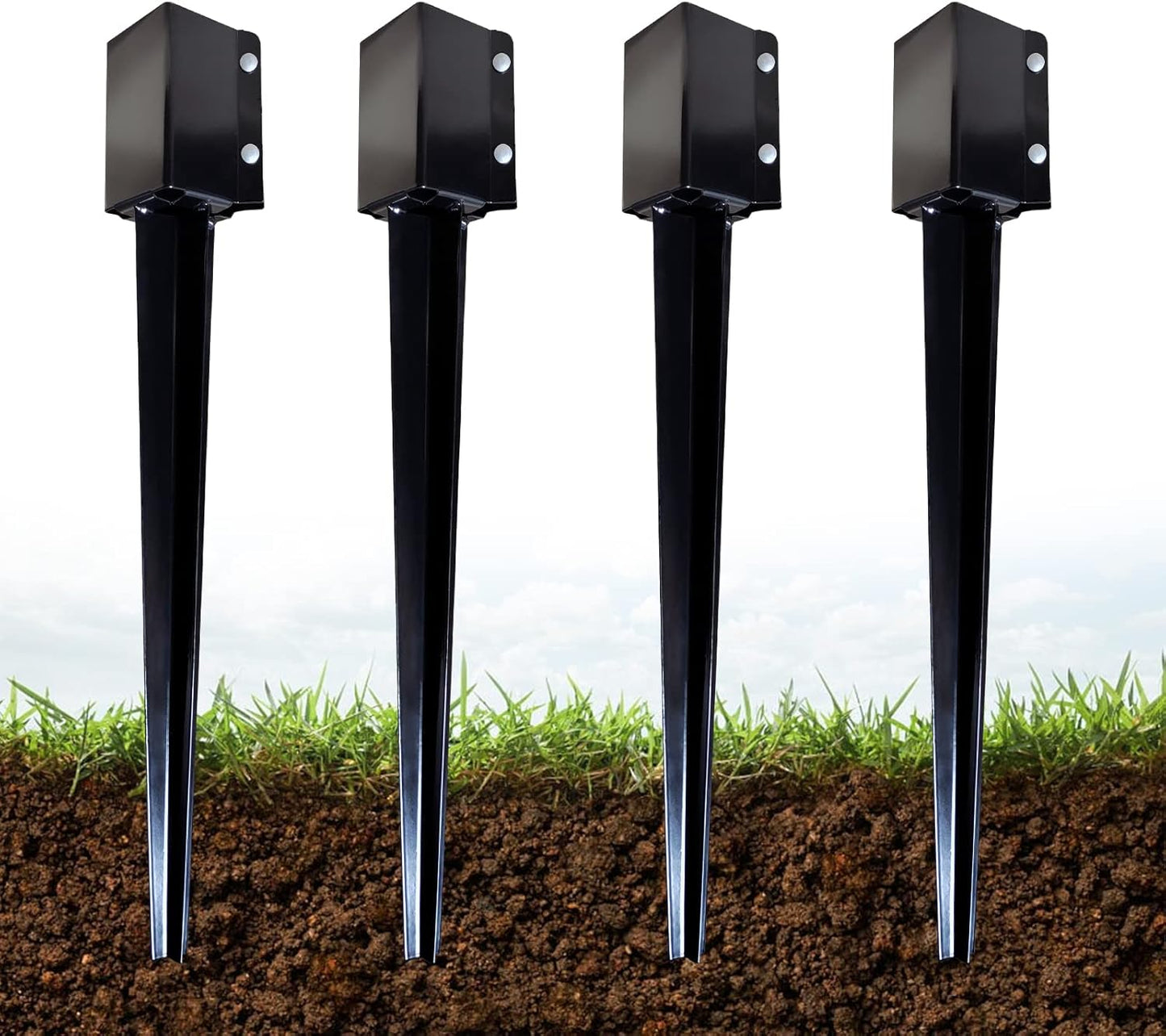 ARIFARO Fence Post Anchor Heavy Duty Metal Ground Spike 32 in